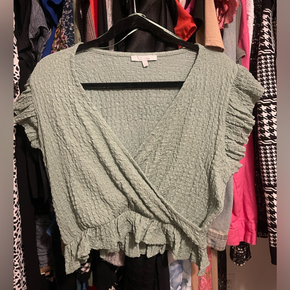 Boutique Small Light Green Textured Top